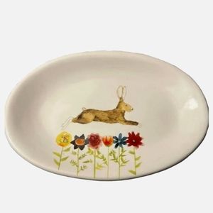 Rae Dunn  Bunny Rabbit spring bundle of two oval 8" dessert plates